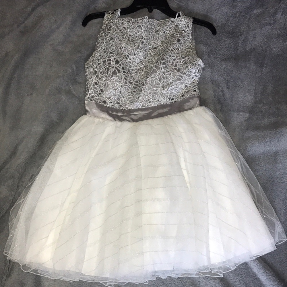 Gray and White Homecoming dress